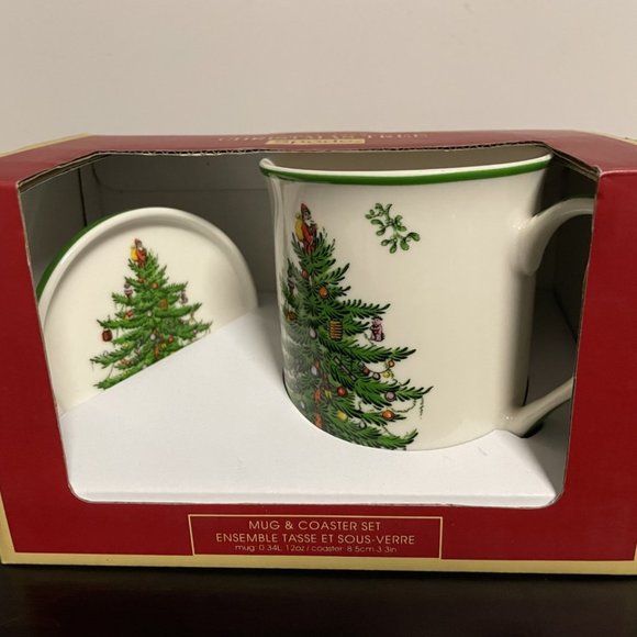 Spode Christmas Tree Mug & Coaster Set - Picture 1 of 3